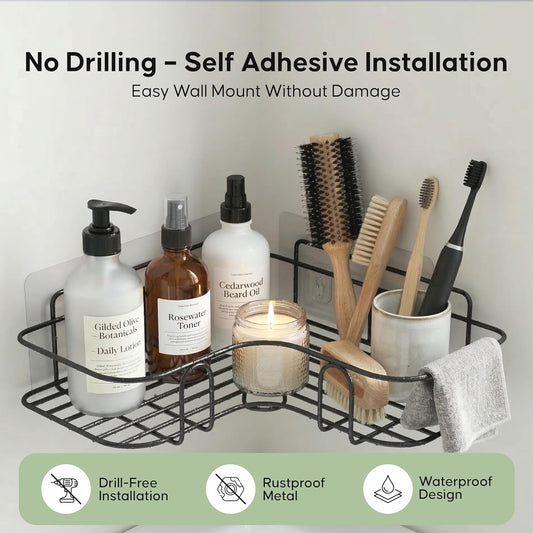 BATHROOM CORNER RACK SHELF (STEEL)