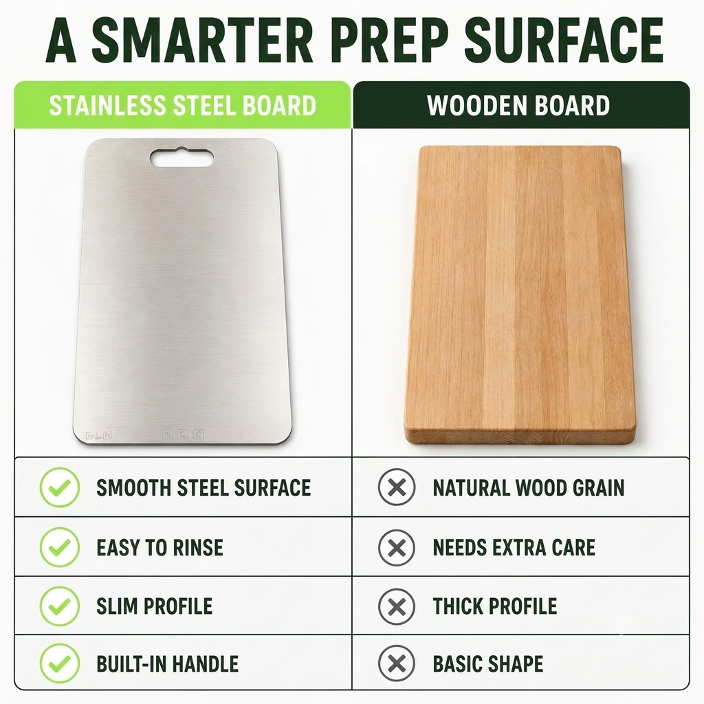 Stainless Steel Cutting Board – Durable & Hygienic 31x20 cm